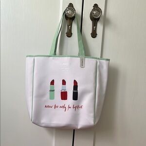 Kate Spade White and Green Tote Bag